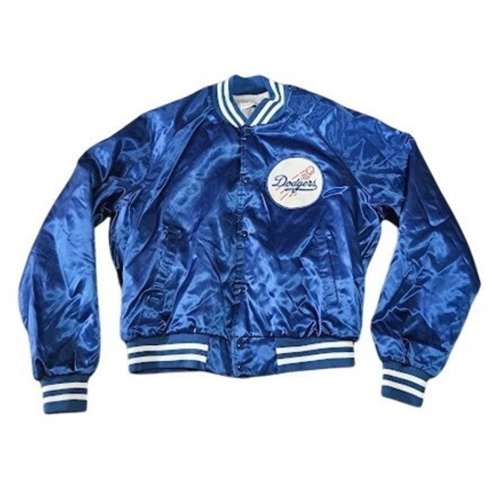 Vintage 90's Chalk Line LA Dodgers Satin Rare Jacket Men XL Blue Snap Button